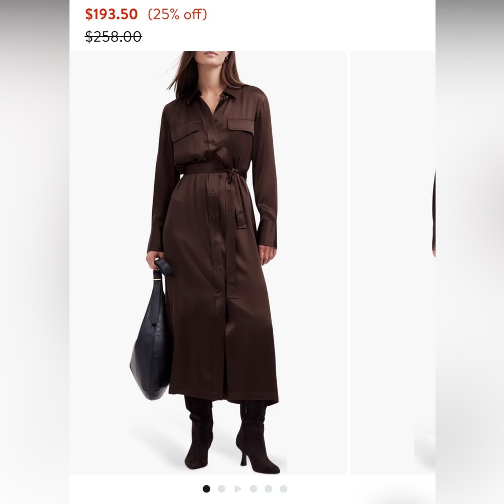 Madewell silk belted midi shirt dress